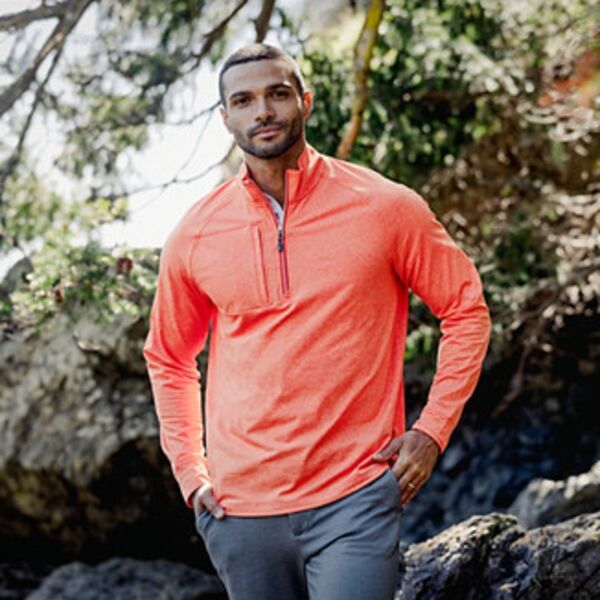 Cutter & Buck Adapt Eco Knit Heather Mens Big & Tall Quarter Zip Pullover Thumbnail